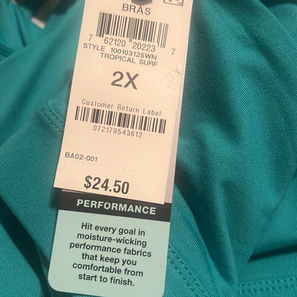 Id Ideology Womens Plus Size Sports Bra | Tropical Surf/Teal | NEW/NWT!!💙💚 - Picture 4 of 7